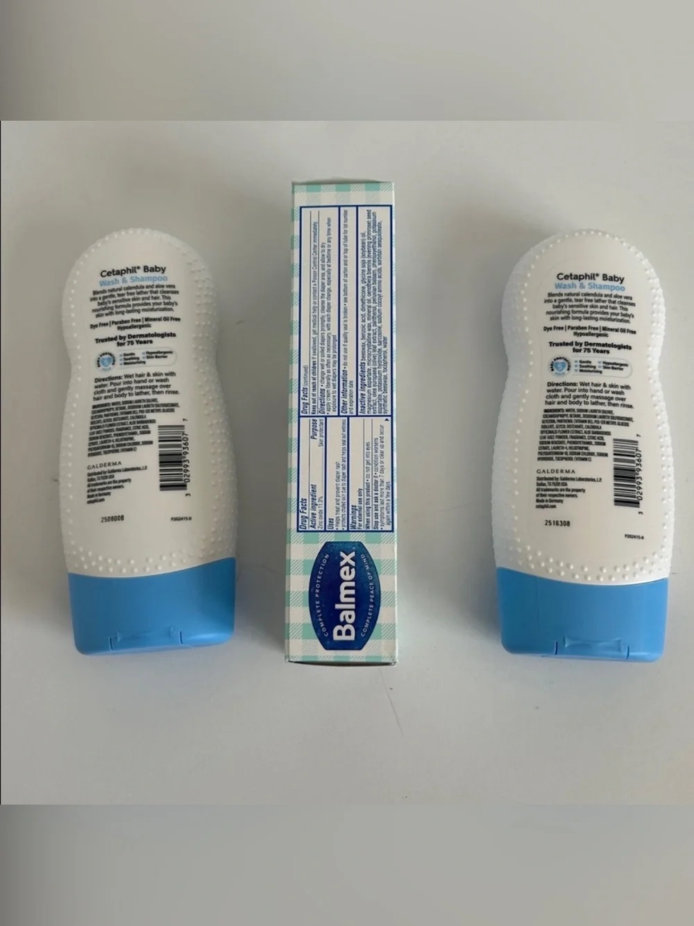 (1) Balmex Cream (2) Cetaphil Baby Wash & Shampoo Bundle Great Baby Shower Gift!